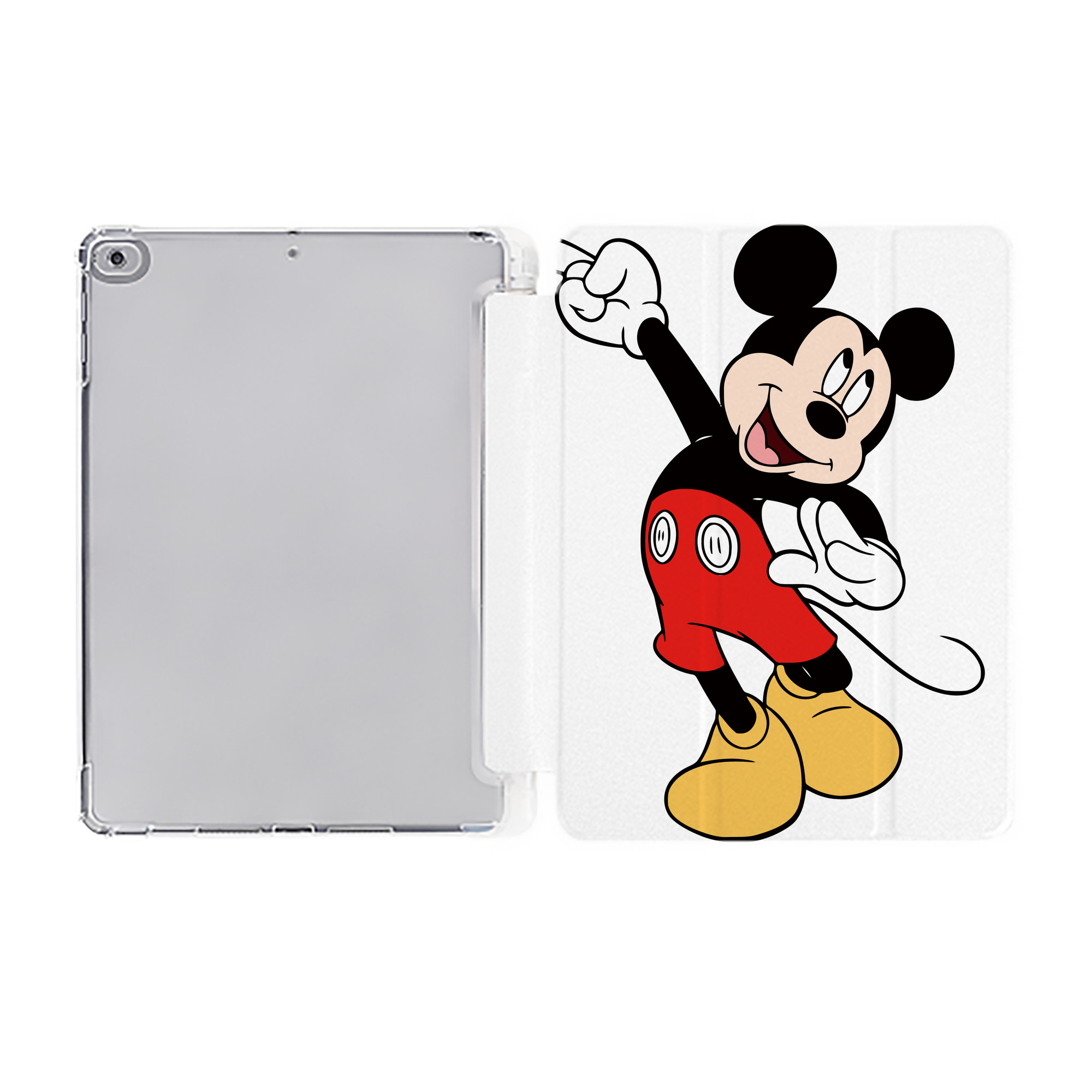 （画像用） ミッキーマウス Mickey Mouse IPad ケース ペン収納付き 三つ折りスタンド PUレザー×シリコン 対応機種9.5/10.5/10.9インチ